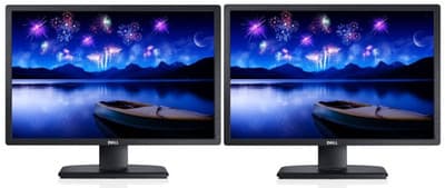 Dual 24" Rotating Computer Monitors Vertical Dell Display P2412H 
