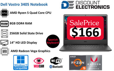 Clearance Vostro 3405 Ryzen 5 256GB SSD 14" Ultrabook Spanish Laptop