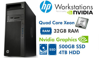 Supercharged AutoCAD PhotoShop HP Xeon Workstation 32GB Dual HDDs Nvidia PC
